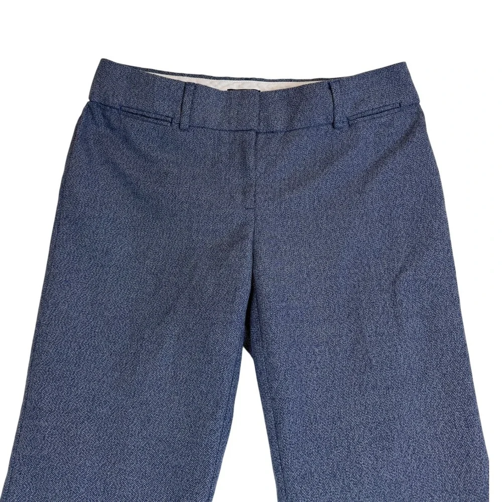Loft Marisa Trouser Pants Blue White Textured Straight Leg Workwear- Women's 0